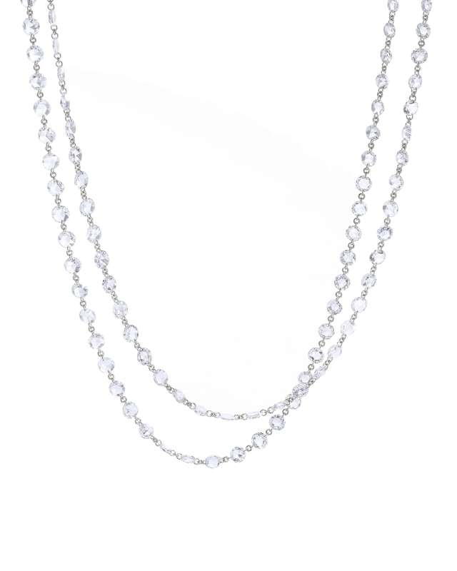 Platinum Free-Floating Diamond Necklace, 32"L